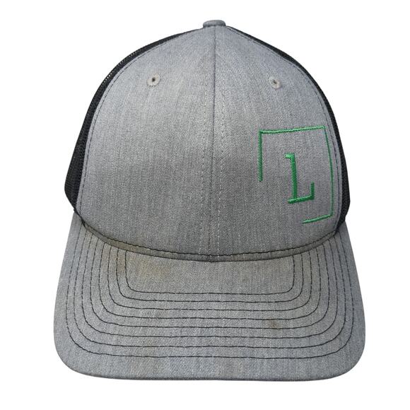 L Logo Snapback Trucker Hat Gray One Size Adjustable Lightweight Richardson - Picture 1 of 10